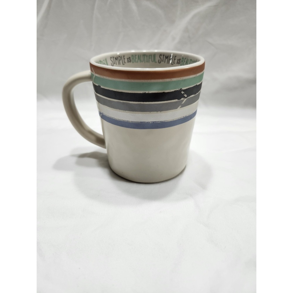 TOMS Striped Multicolor Pottery Coffee Mug Tea Cup‎